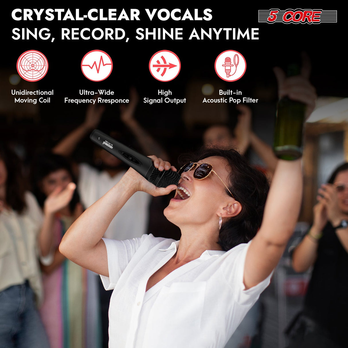 5Core XLR Microphone Dynamic Mic Karaoke Singing Studio Mics Handheld Microfono