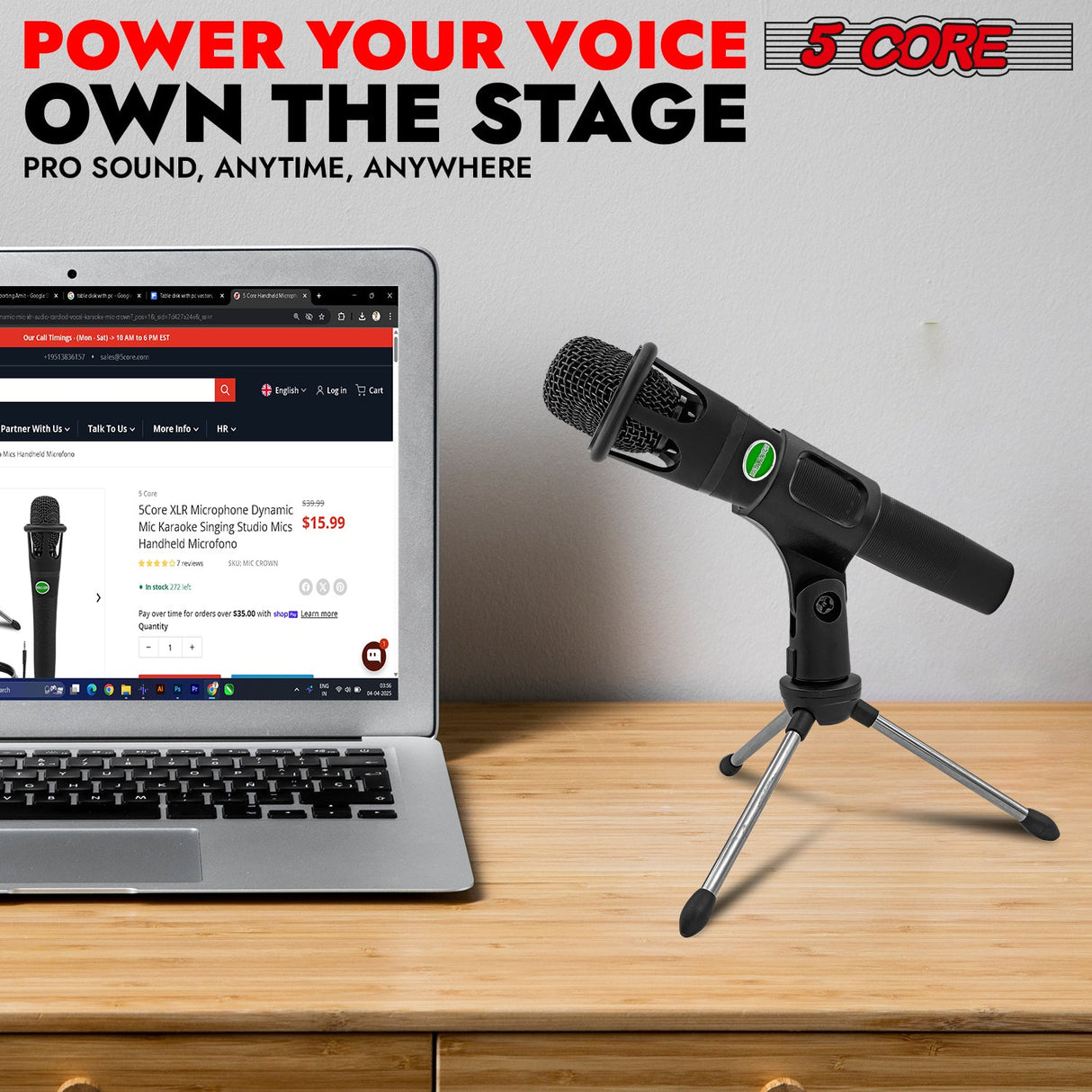 5Core XLR Microphone Dynamic Mic Karaoke Singing Studio Mics Handheld Microfono
