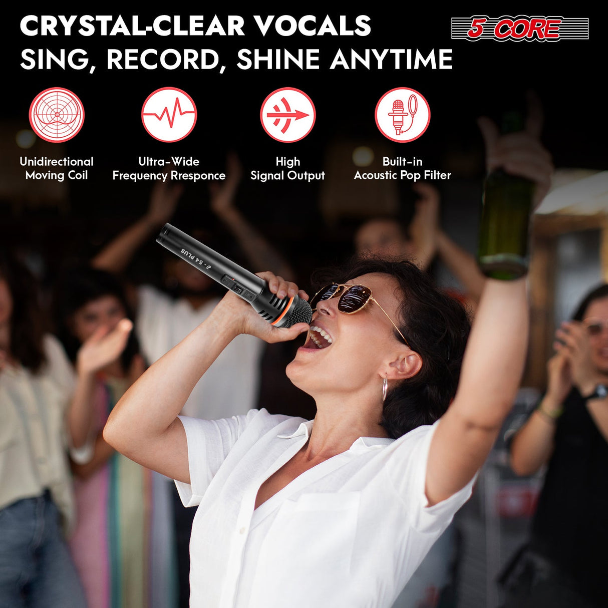 5Core XLR Microphone Dynamic Mic Karaoke Singing Studio Mics Handheld Microfono