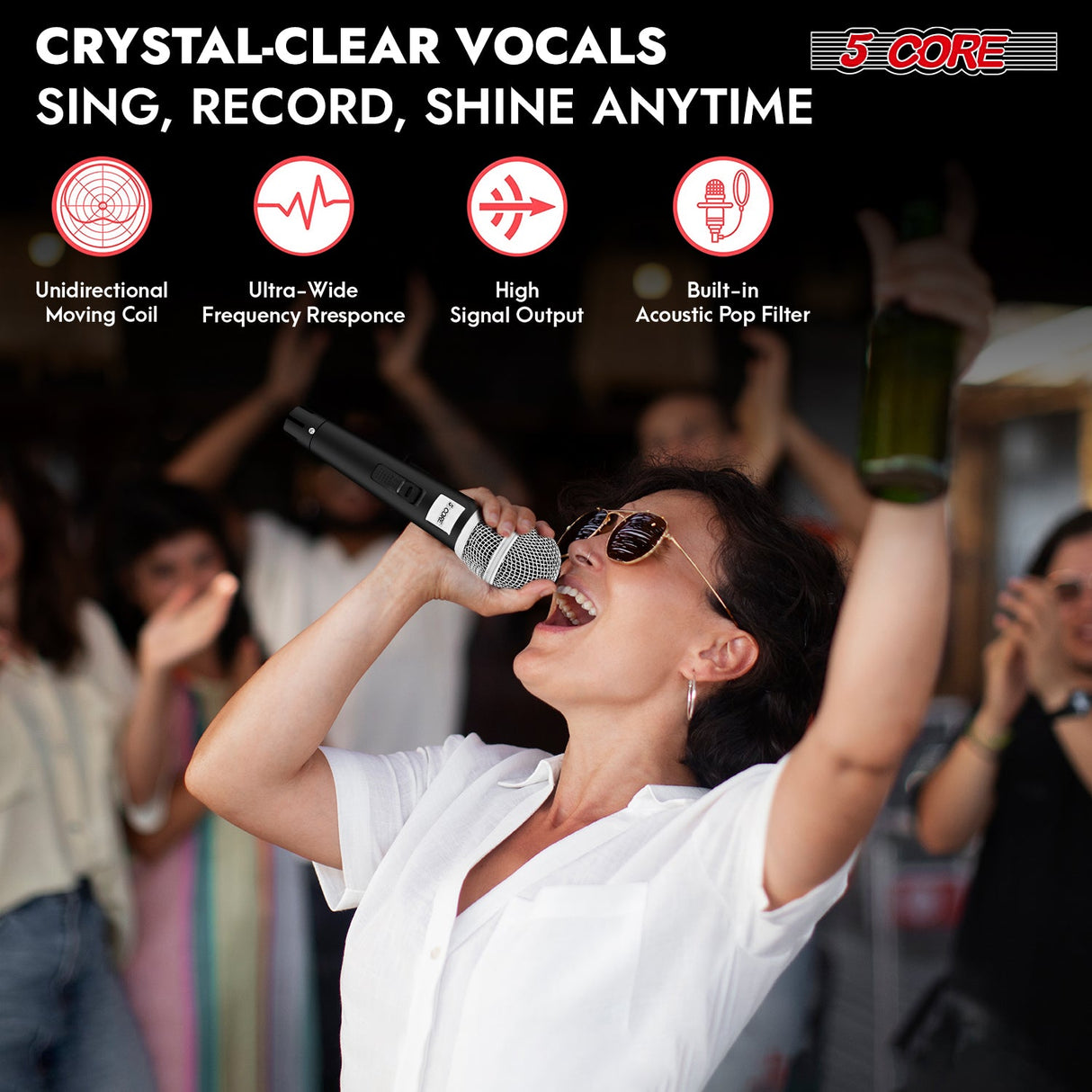 5Core XLR Microphone Dynamic Mic Karaoke Singing Studio Mics Handheld Microfono
