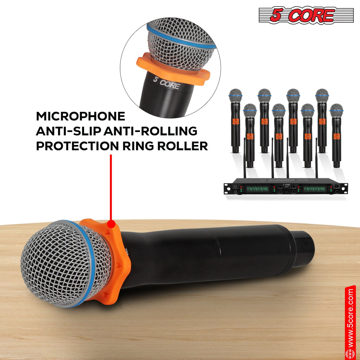 5Core Wireless Microphones 8 Channel Karaoke Professional UHF Singing Mic System Cordless Microfonos