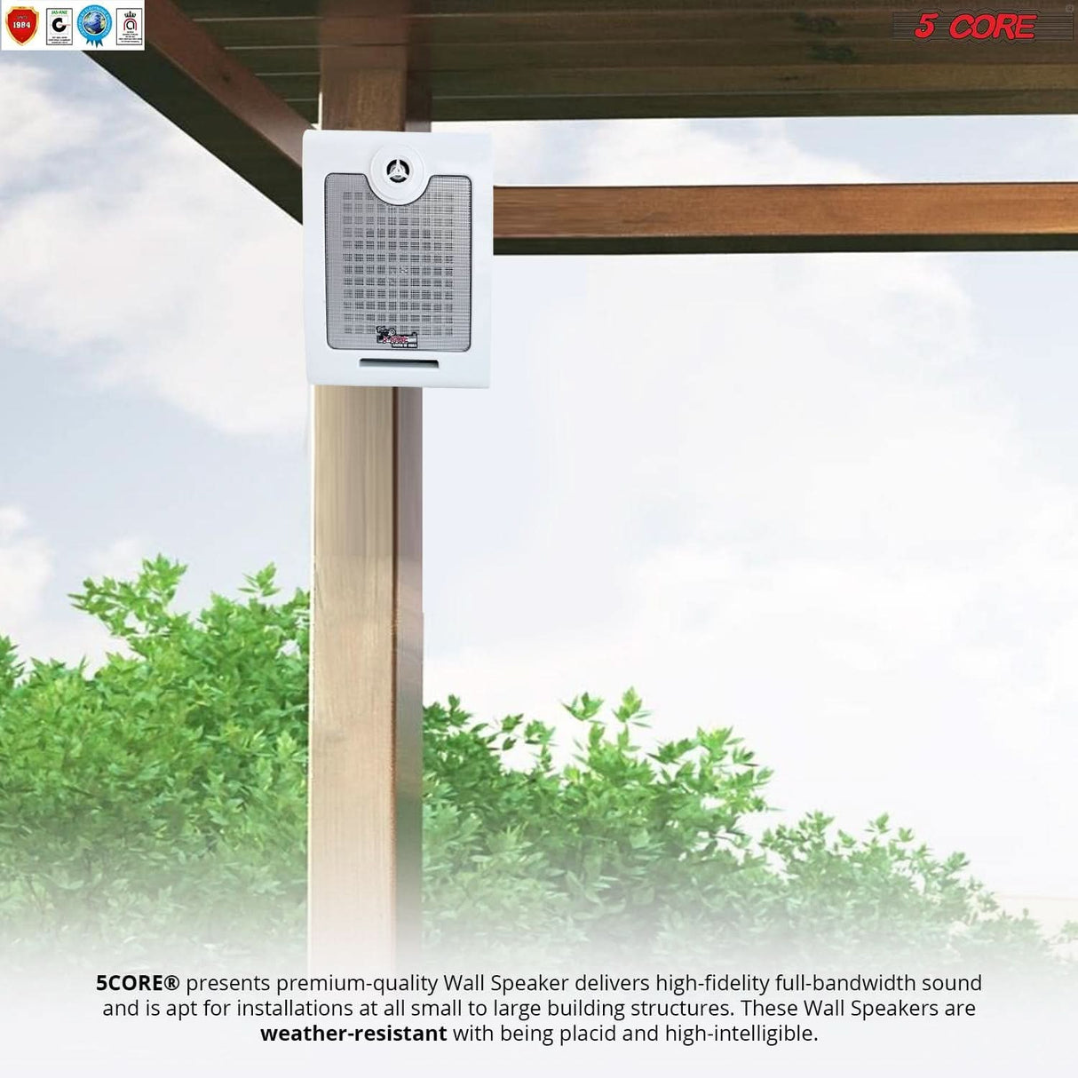 5Core outdoor high performance wall speakers, 50W RMS ceiling mount speaker 4Ohms