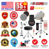 5Core Drum Throne Adjustable Guitar Stool Padded Seat + Drum Practice Pad Snare Drumming Stand