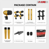 5 Core Drum Microphone Kit 9Pc All Metal Drummer Mics Tom/Snare & Cymbals Wired Instrument Drums Set