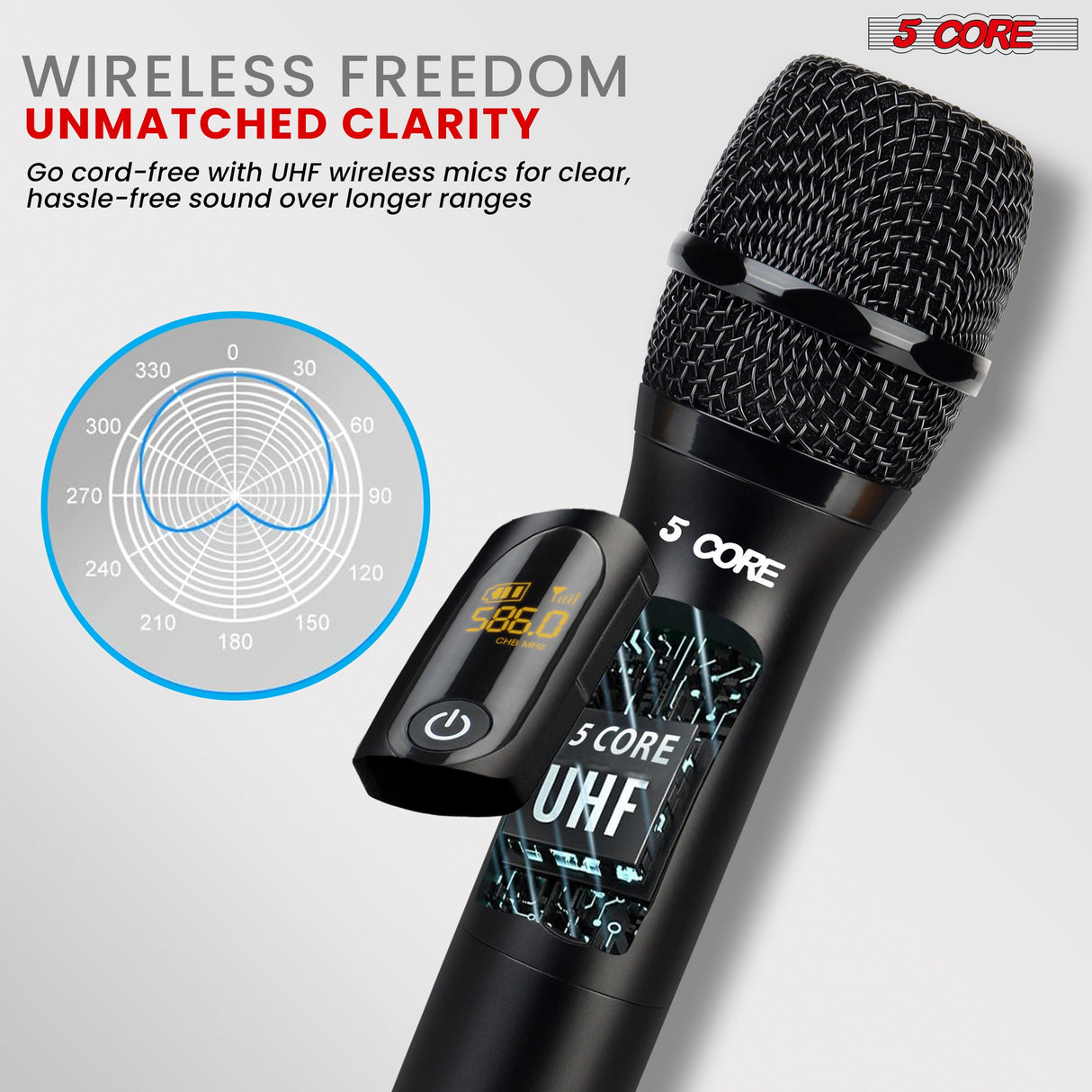 5Core Wireless Microphone Pair UHF Handheld Microfonos Inalambricos Cordless Mic RED + BLACK