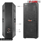 5Core Portable Cabinet PA DJ Speaker System 15 Inch 4000W Passive 3 Way Loudspeaker