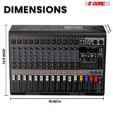 5 Core Audio Mixer 12 Channel DJ Soundboard USB Interface Bluetooth Mixing Console w 99 DSP Effect