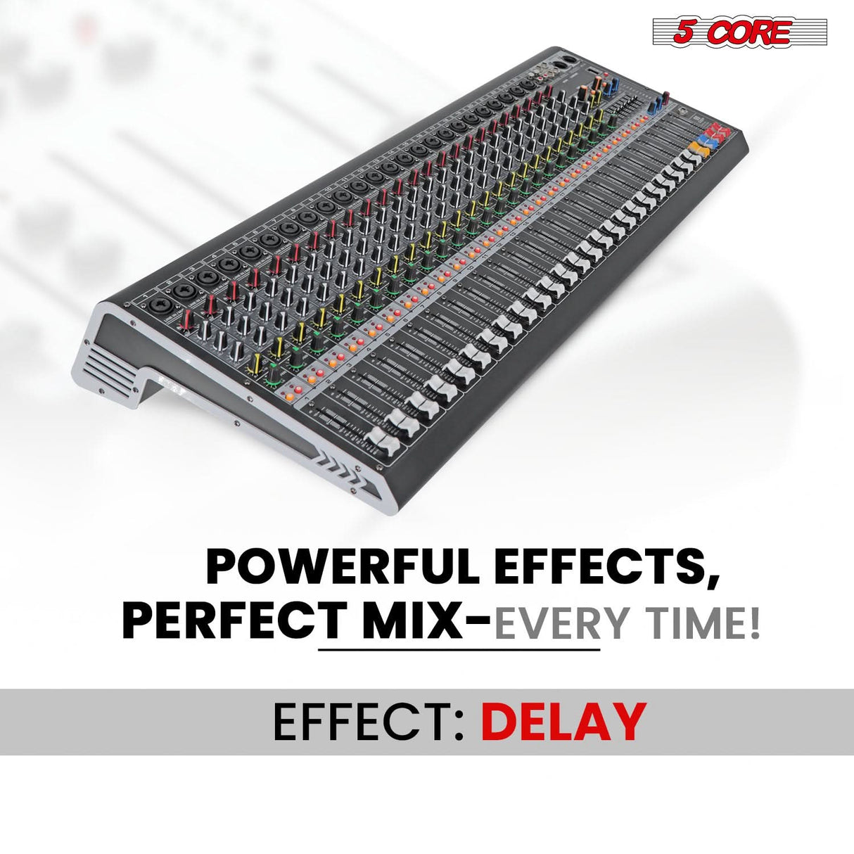 5Core Audio Mixer 24 Channel DJ Mixing Board Bluetooth USB Analog Professional Mezclador De Audio