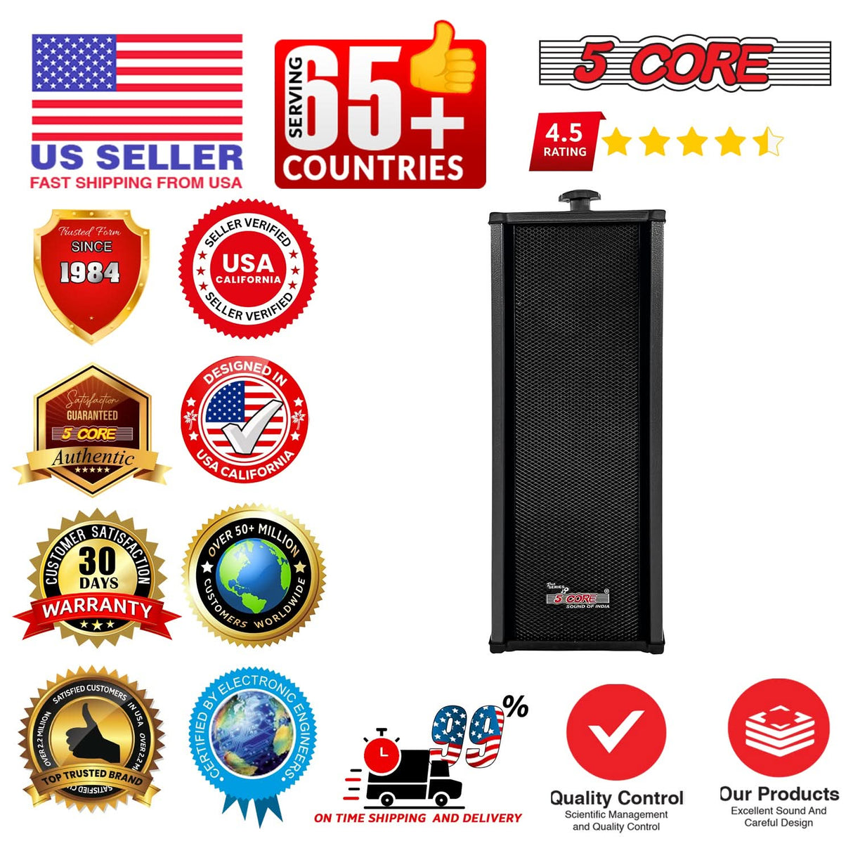 5Core Outdoor Speakers Stereo In Wall 100W Peak Passive Home Audio System