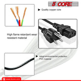 5Core AC Power Extension Cord 10Ft 3 Prong Adapter 16AWG/2C 125V 13A US Male to Female