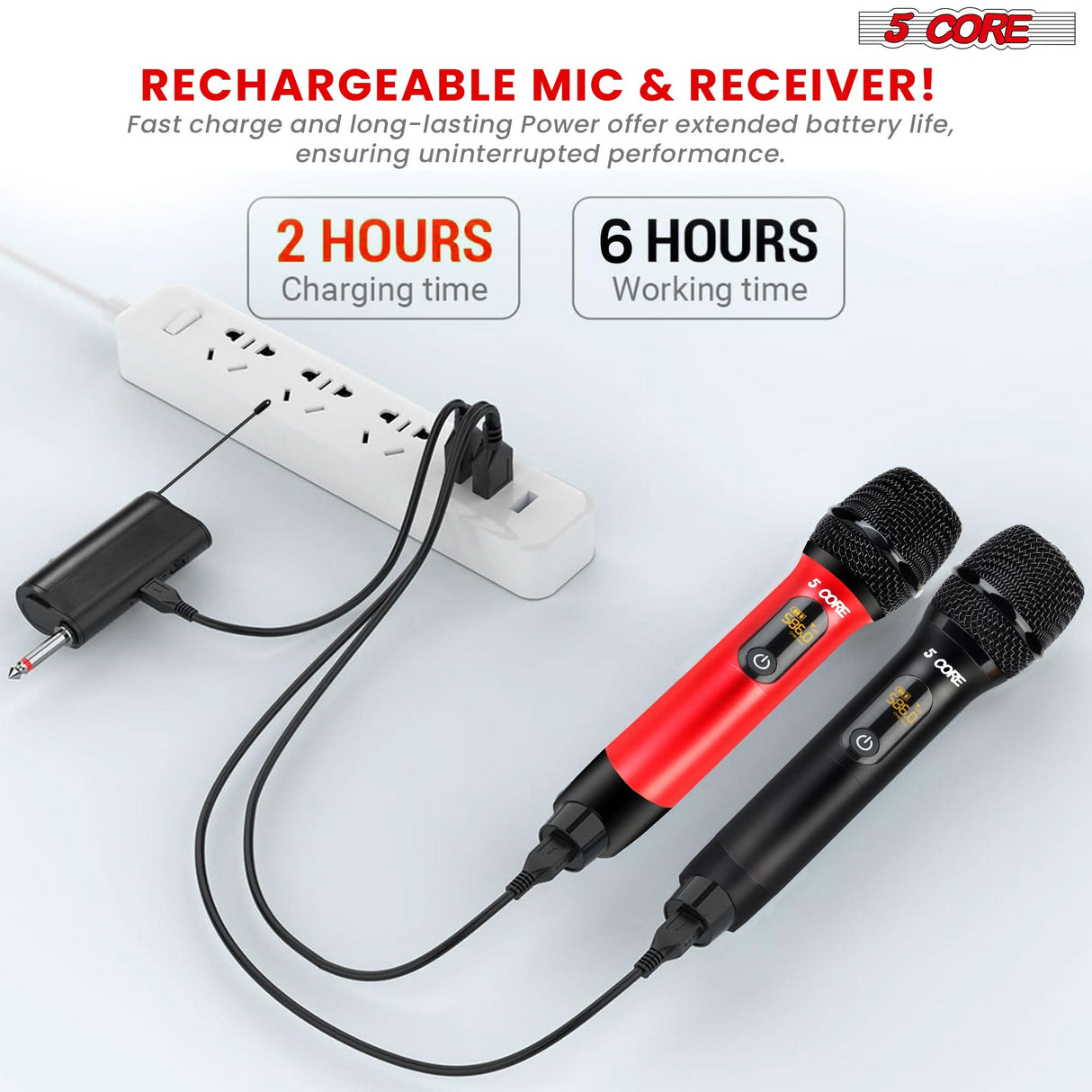 5Core Wireless Microphone Pair UHF Handheld Microfonos Inalambricos Cordless Mic