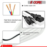 5Core AC Power Extension Cord 10Ft 3 Prong Adapter 16AWG/2C 125V 13A US Male to Female
