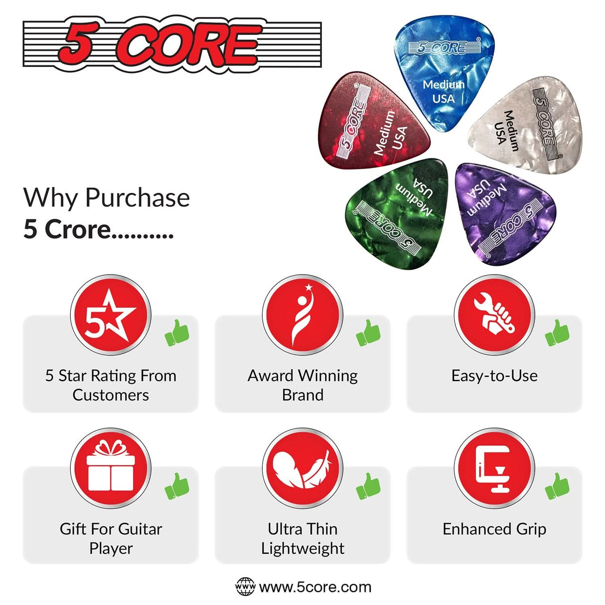 Reliable purple 0.71mm guitar picks medium by 5Core for consistent play