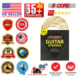 5 Core Acoustic Guitar 6 String Set Light Gauge Steel Carbon Core Bright Powerful Tone Heavy Duty