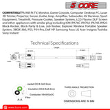 5Core AC Power Cord US male female connector alignment view