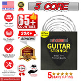 5Core Acoustic Guitar Strings 0.010-0.048 Steel Gauge Heavy Duty w Bright Tone For 6 String Guitars