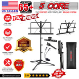 5Core Music Stand For Sheet Music Portable Tripod Adjustable Folding Note Holder