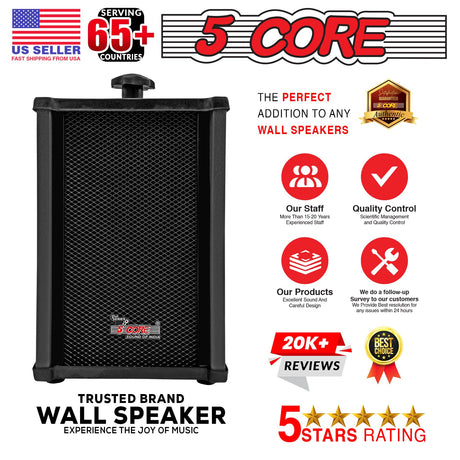 5Core Outdoor Speakers Stereo In Wall 100W Peak Passive Home Audio System