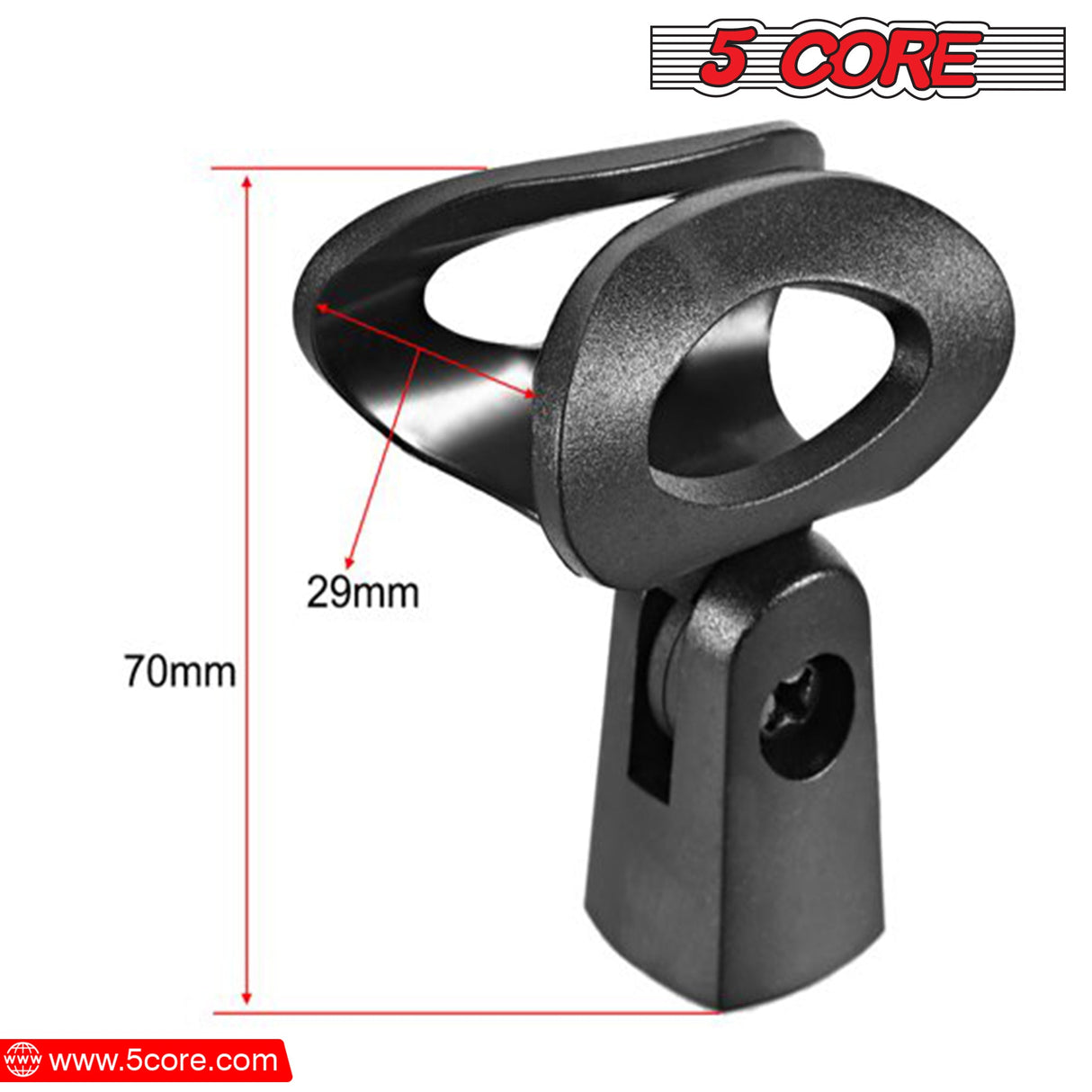 5 Core Microphone Clip Holder 2 Pieces with Screw Adapters 5/8 to 3/8 Inch
