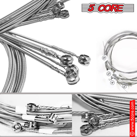 5Core Electric Guitar Strings Nickel 0.009-.042 Gauge w Bright Tone for 6 String Guitars