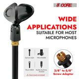 5 Core Mic Stand Pair Round Base Height Adjustable Universal Microphone Mount Stands