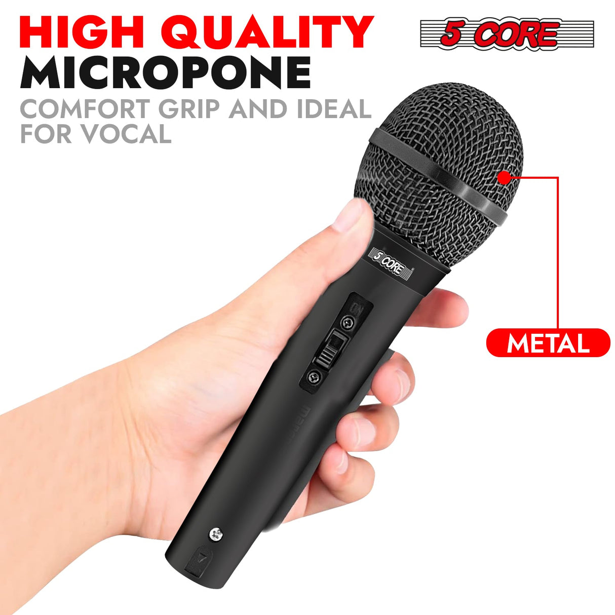 5Core XLR Microphone Dynamic Mic Karaoke Singing Studio Mics Handheld Microfono