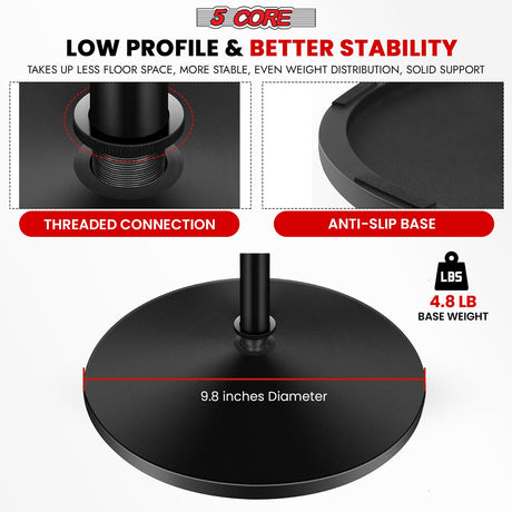 5Core Mic Stand Floor Adjustable Universal Heavy Duty Microphone Stands Round Base Soporte De micrófono