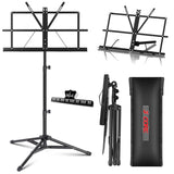 5 Core Music Stand Adjustable Desktop Book Stands Portable Sheet Holder All Metal Foldable Bookstand