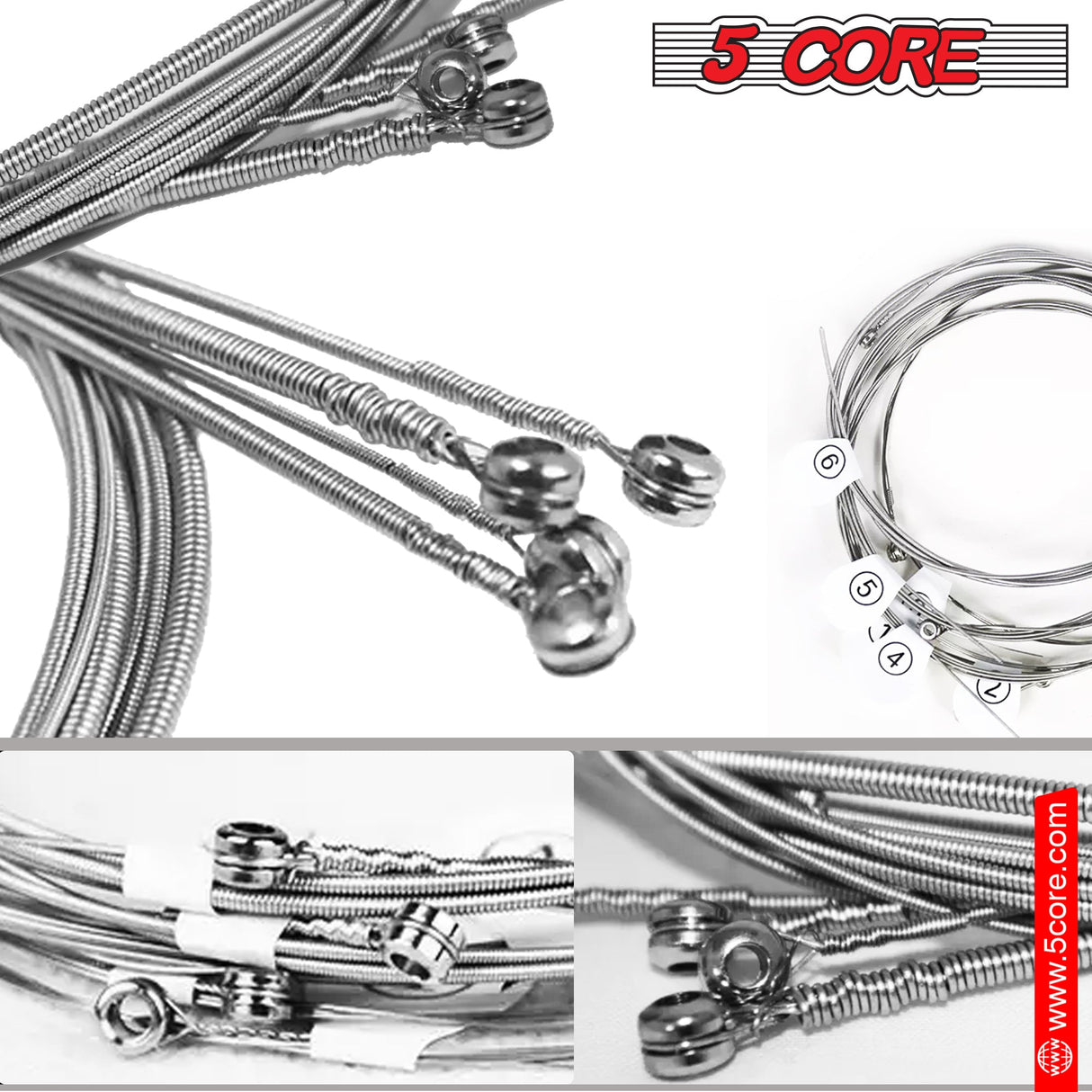 5Core Electric Guitar Strings Nickel 0.009-.042 Gauge w Bright Tone for 6 String Guitars