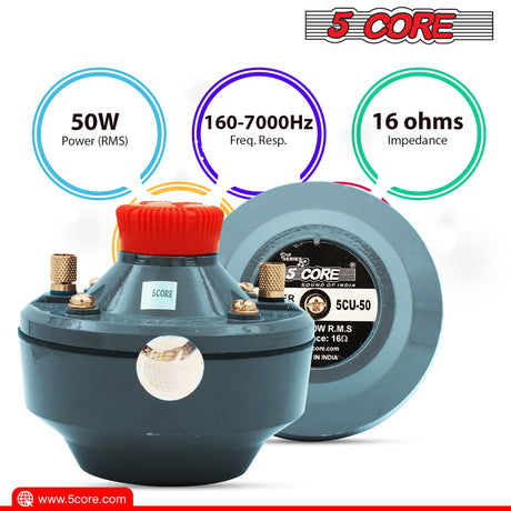 5 Core Compression Driver 500W Peak Aluminium Tweeter Diaphragm 16 Ohm Throat Twist Horn Speaker