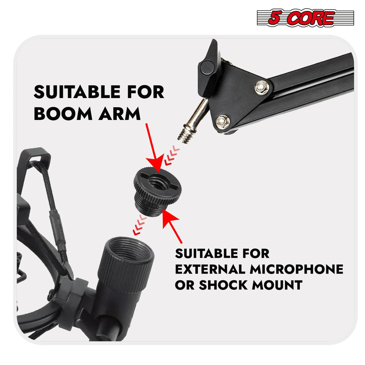 5 Core Mic Stand Adapter 5/8 Male to 3/8 Female Screw Thread Conversion Connector