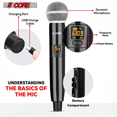 5Core Wireless Microphones VHF Microfonos Inalambricos Professional Handheld Cordless Mic