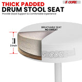 5 Core Drum Throne 3" Thick Padded Memory Foam Comfortable Drummer Stool 330Lb Capacity Adjustable