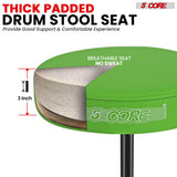 5 Core Drum Throne 3" Thick Padded Memory Foam Comfortable Drummer Stool 330Lb Capacity Adjustable