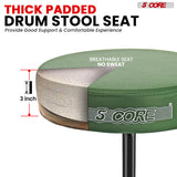 5 Core Drum Throne 3" Thick Padded Memory Foam Comfortable Drummer Stool 330Lb Capacity Adjustable