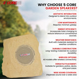 5Core Outdoor Wireless Speakers Bluetooth Rock Waterproof Linkable TWS Garden Speaker BROWN 1 PC