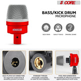 5Core Drum Mic Kit 7 Pcs Kick BassTom Snare Dynamic Microphone Instrument Mics Set Red