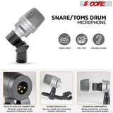 5Core Drum Mic Kit 7 Pcs Kick BassTom Snare Dynamic Microphone Instrument Mics Set Silver