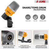 5Core Drum Mic Kit 7 Pcs Kick BassTom Snare Dynamic Microphone Instrument Mics Set Yellow