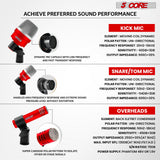 5Core Drum Mic Kit 7 Pcs Kick BassTom Snare Dynamic Microphone Instrument Mics Set Red