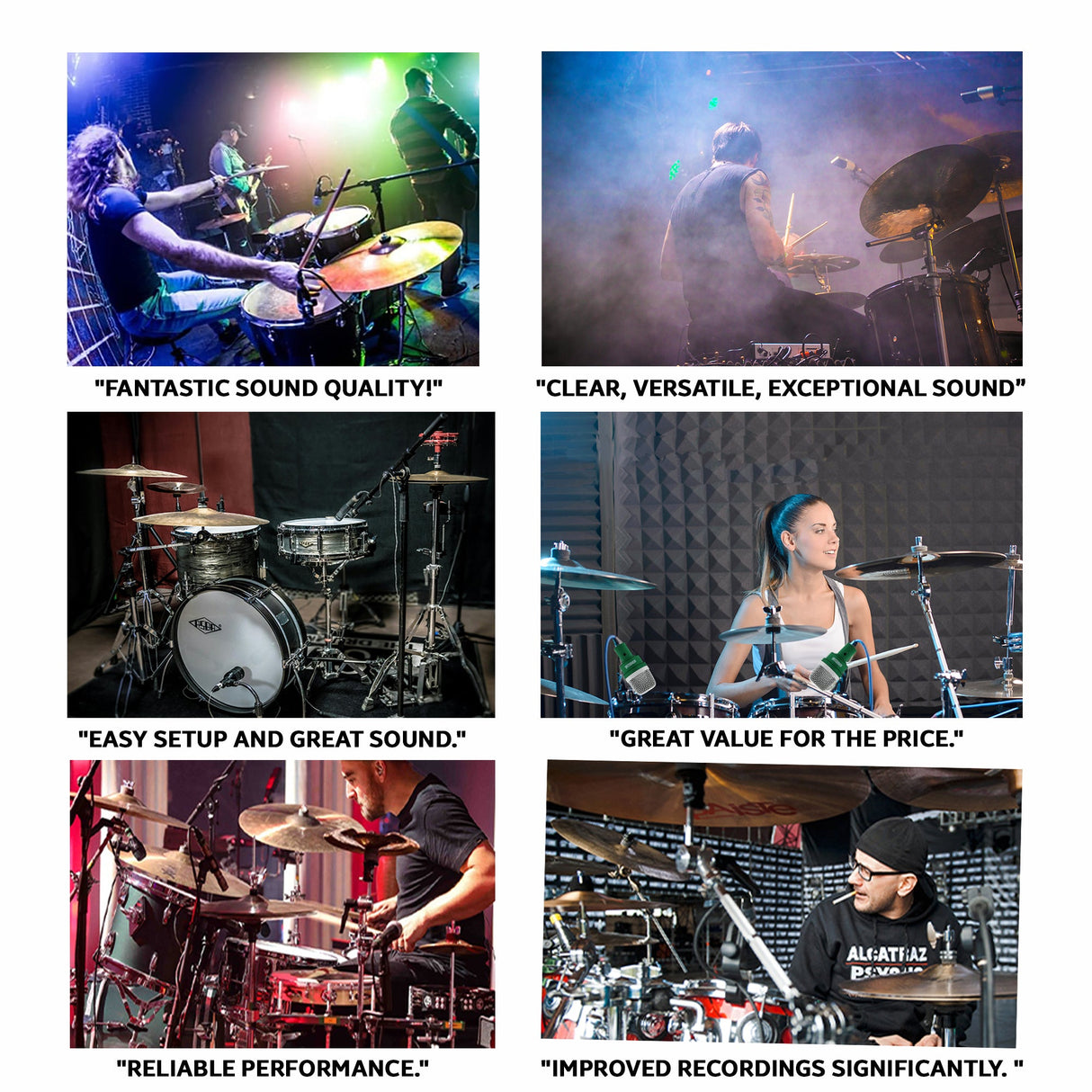 5Core Drum Mic Kit 7 Pcs Kick BassTom Snare Dynamic Microphone Instrument Mics Set Black