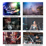 5Core Drum Mic Kit 7 Pcs Kick BassTom Snare Dynamic Microphone Instrument Mics Set Black