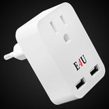 5 Core European Travel Plug Adapter w 2 USB Ports Universal Adopter for International Power Outlet