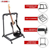 5 Core Multi Guitar Rack Stand Floor 3 Slot Adjustable Flying V Guitars Holder