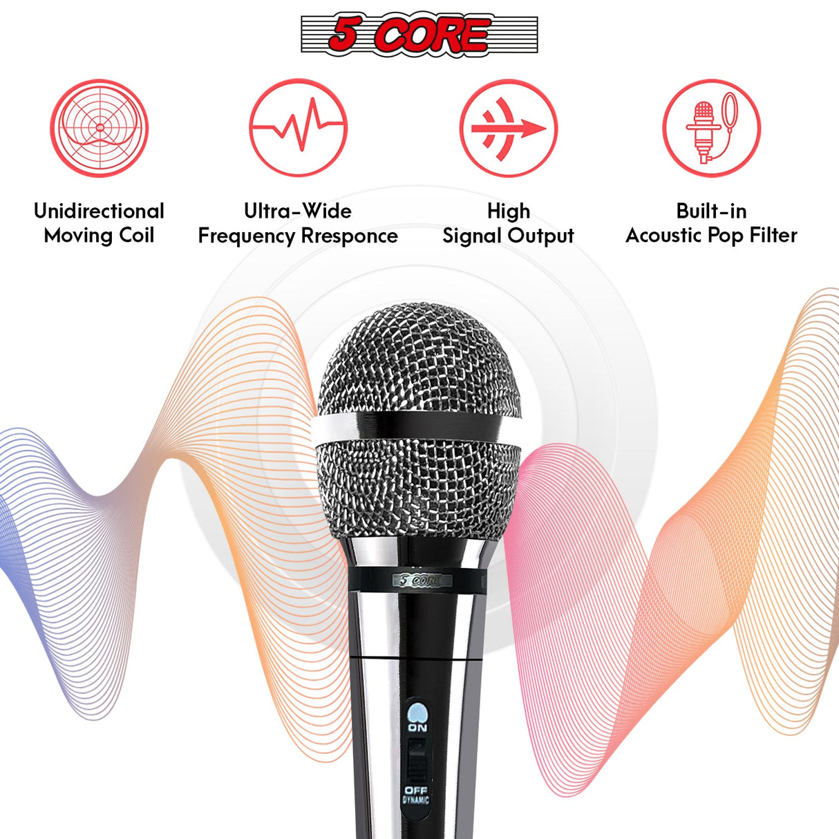 5Core XLR Microphone Dynamic Mic Karaoke Singing Studio Microfono Handheld Mics