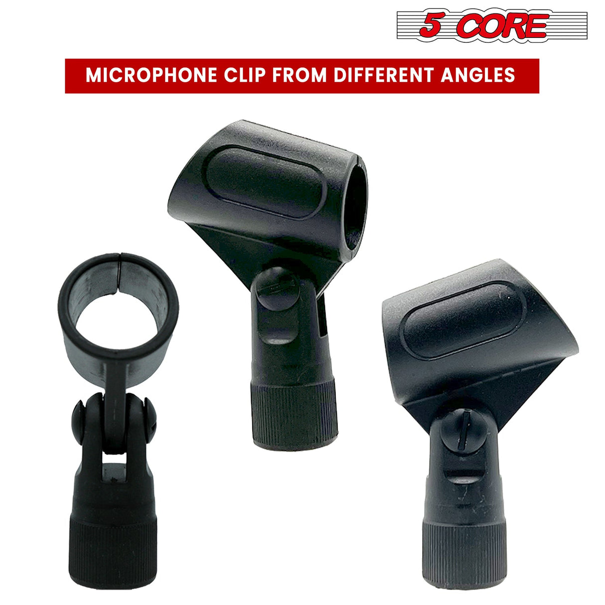 5 Core Microphone Clip Holder 2 Pieces with Screw Adapters 5/8 to 3/8 Inch