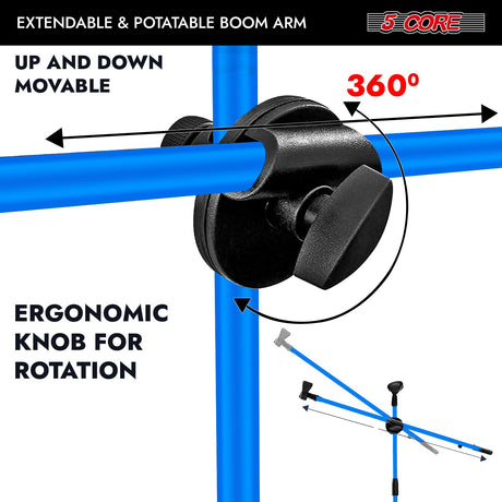 5Core Tripod Mic Stand Adjustable Heavy Duty Floor Holder Microphone Boom Arm SKY BLUE