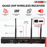 5 Core Wireless Microphone System 6 Channel UHF Portable Receiver w 6 Cordless Dynamic Mic 492F Range