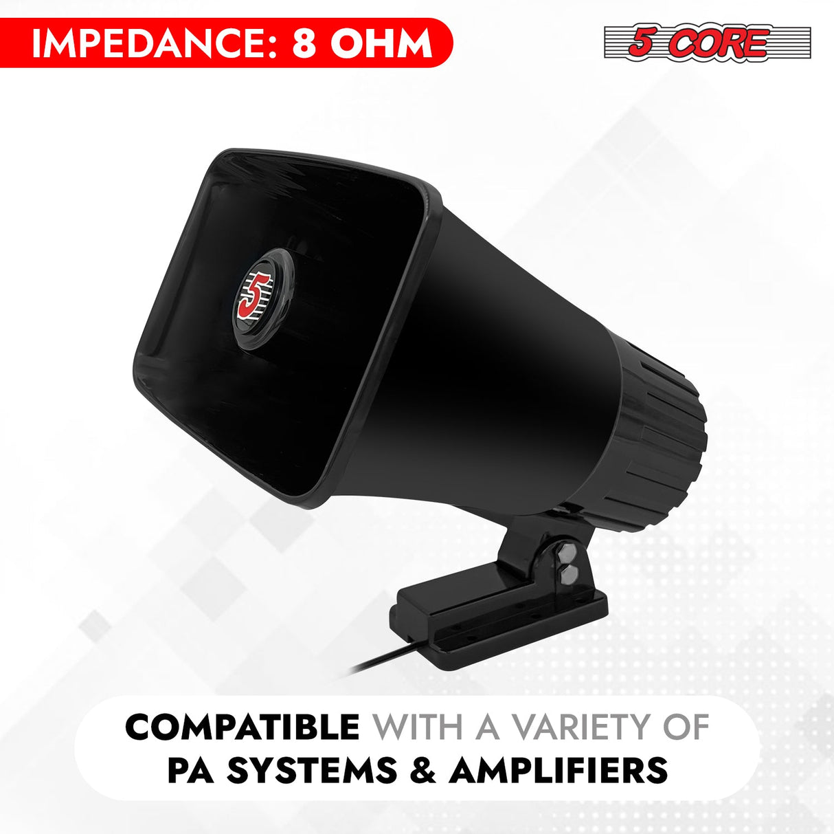 5Core Indoor Outdoor PA Horn Speaker 8 x 5 Inch Loud PA System 8 Ohm 65W Loud Siren Audio