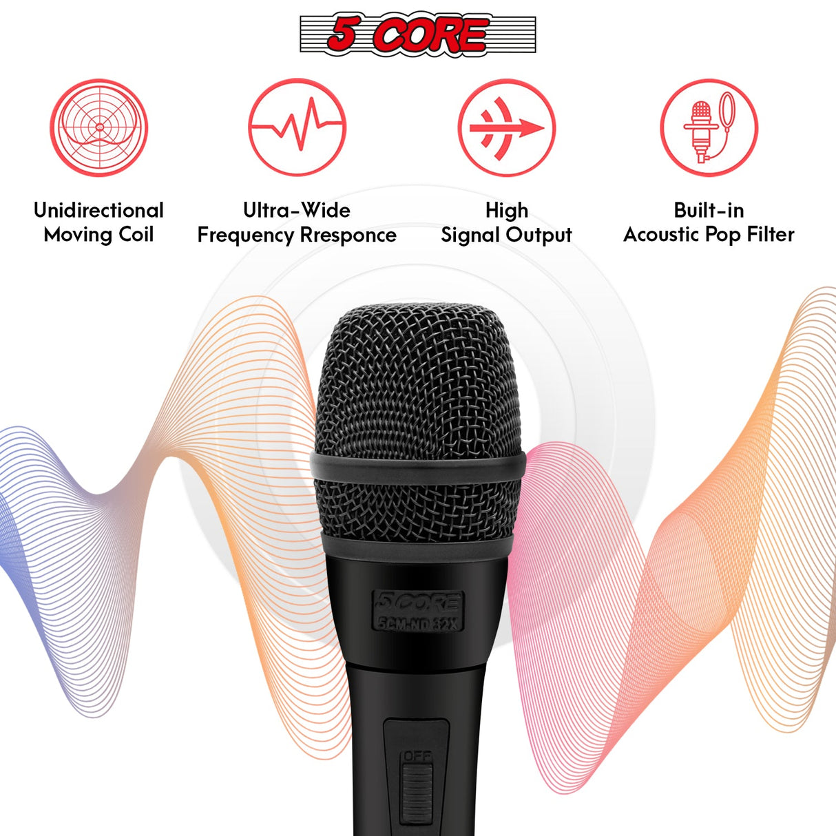 5Core XLR Microphone Dynamic Mic Karaoke Singing Studio Microfono Handheld Mics